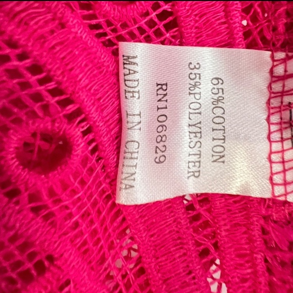 # A077 Nancy Vintage Fuchsia Lace Ruffle Blouse ,  New no tag , Size M - Picture 6 of 8